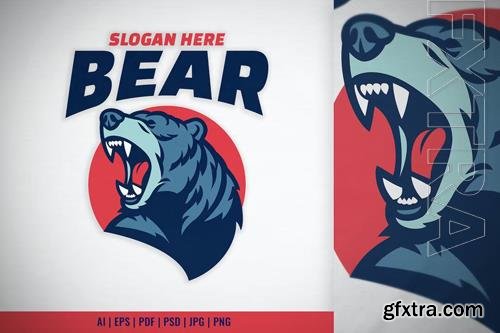 Roaring Grizzly Bear Head Mascot Logo