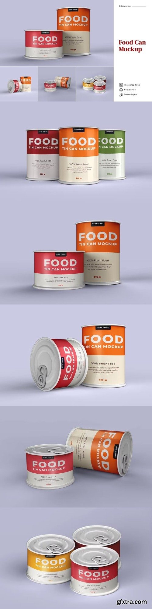 Realistic Food Can Mockup 5 Views