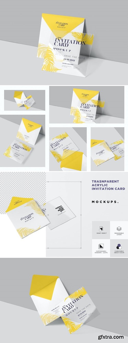 Square Acrylic Invite Card Mockups UGFA9SD