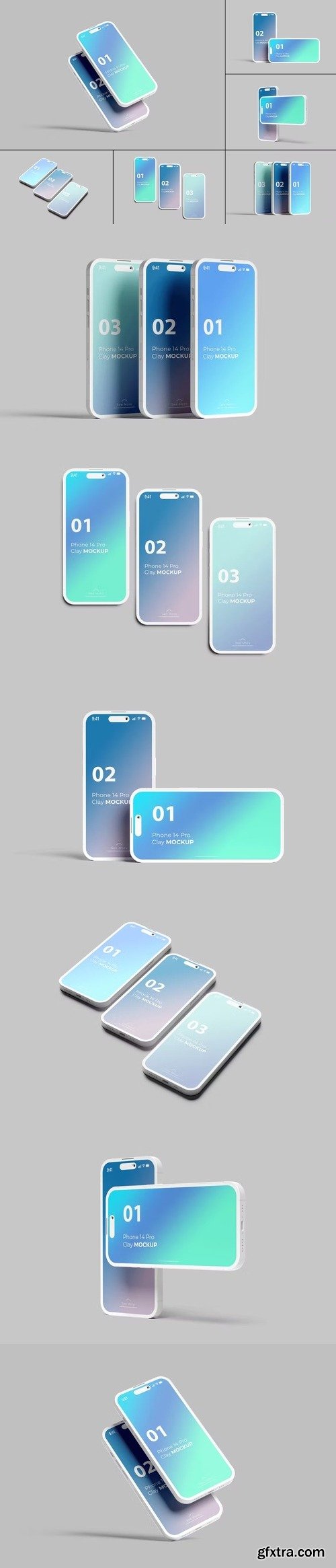 Phone 14 pro clay mockup set