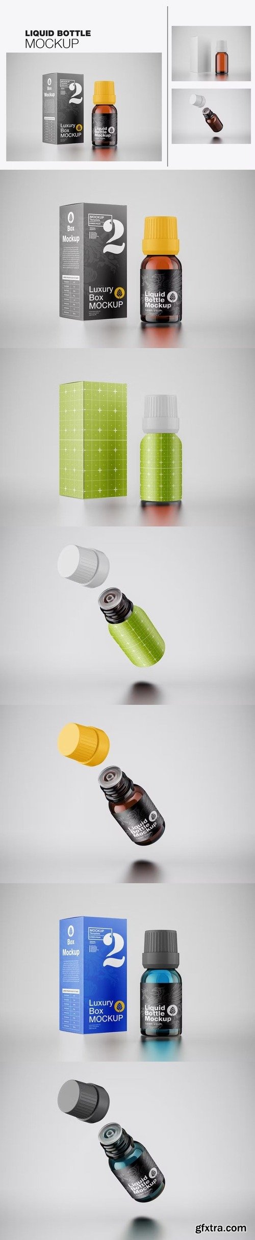 Amber glass liquid bottle mockup