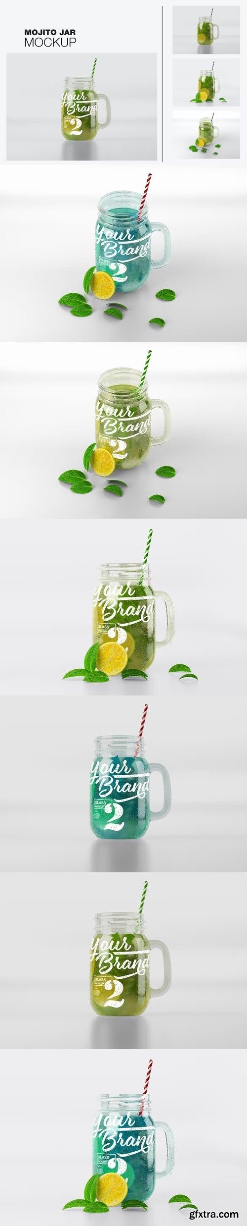 Opened mason jug with mojito mockup