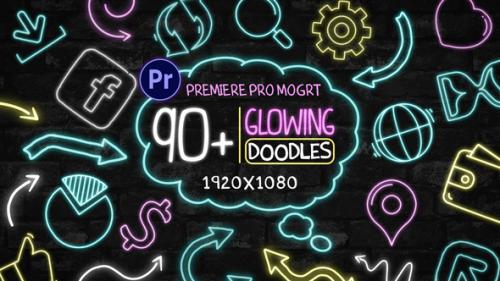 Videohive - 90+ Glowing Doodles Pack Mogrt - 40635218 - 40635218