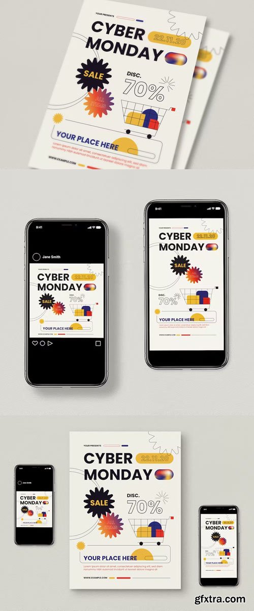 Cyber Monday - Flyer + Insta Post & Story Templates for Photoshop & Illustrator