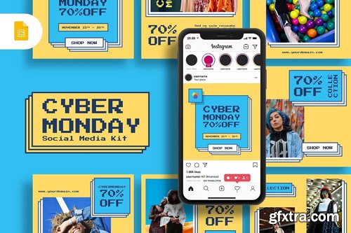 Cyber Monday - Google Slides Presentation Template - Social Media Kit