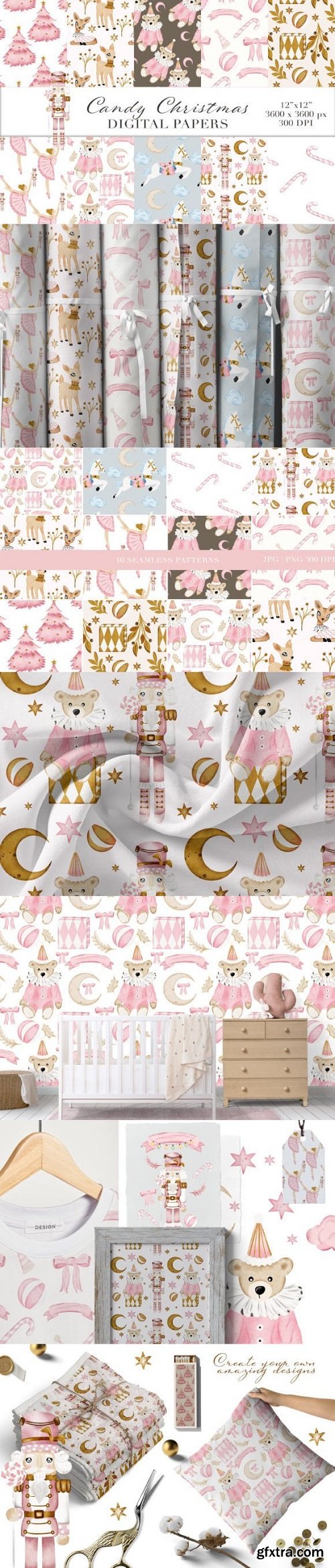 Candy Christmas Seamless Patterns