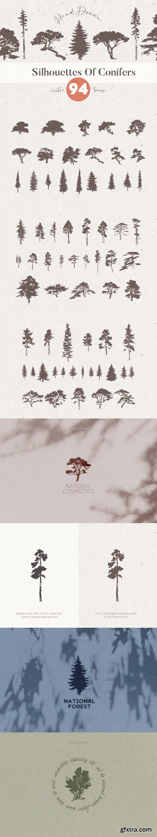 Silhouettes of Pine and Fir Trees