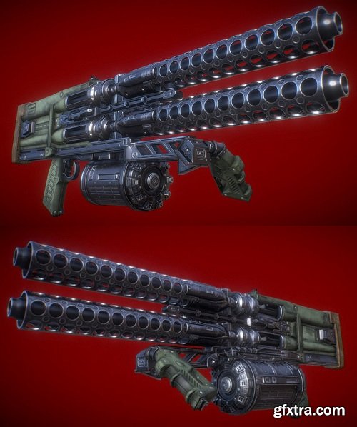 Sci-Fi Heavy Assault Rifle 3D Model