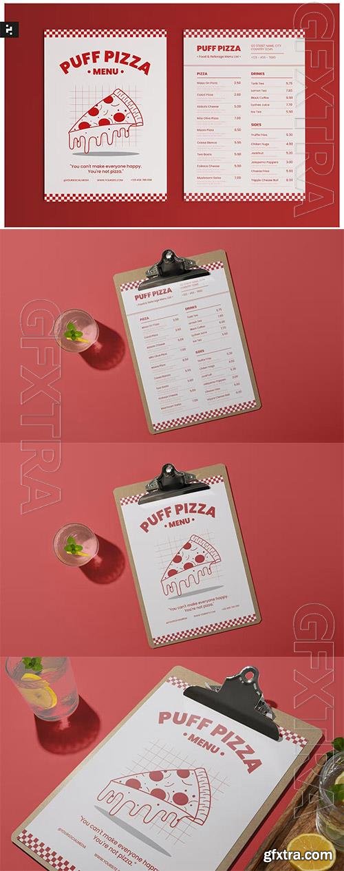 Vintage Pizza Menu PSD