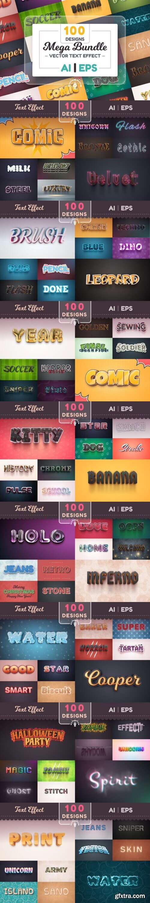 CreativeMarket - Set 100 Editable Text Effects Font Style 10853529