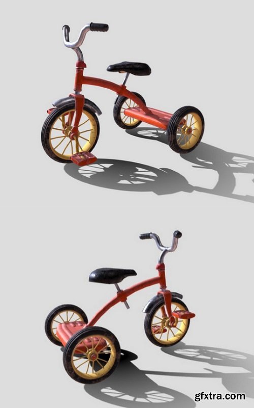 Old Tricycle PBR 3D Model