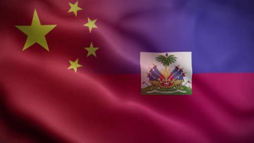 Videohive - China Haiti Flag Loop Background 4K - 40705577 - 40705577