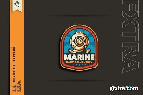 Retro Marine Nautical Badge Logo PNG