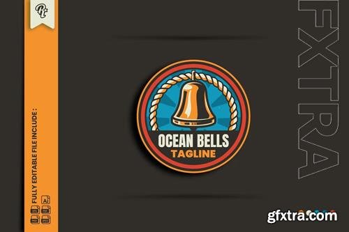 Retro Ocean Bells Badge Logo PNG