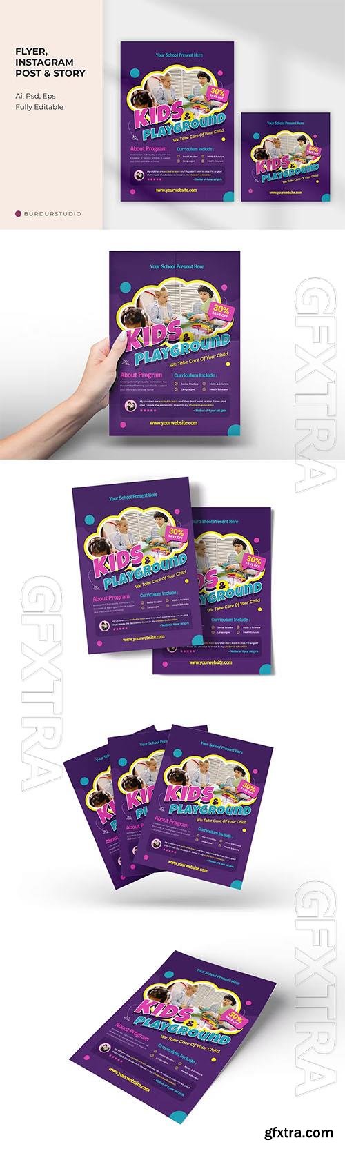 Kids Play Course Flyer & Instagram Post PSD