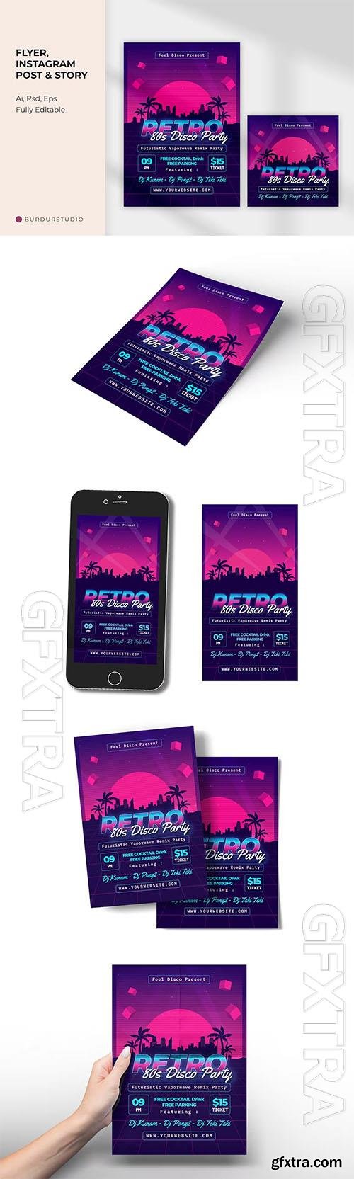 Retro Party Flyer - Instagram Post & Story PSD