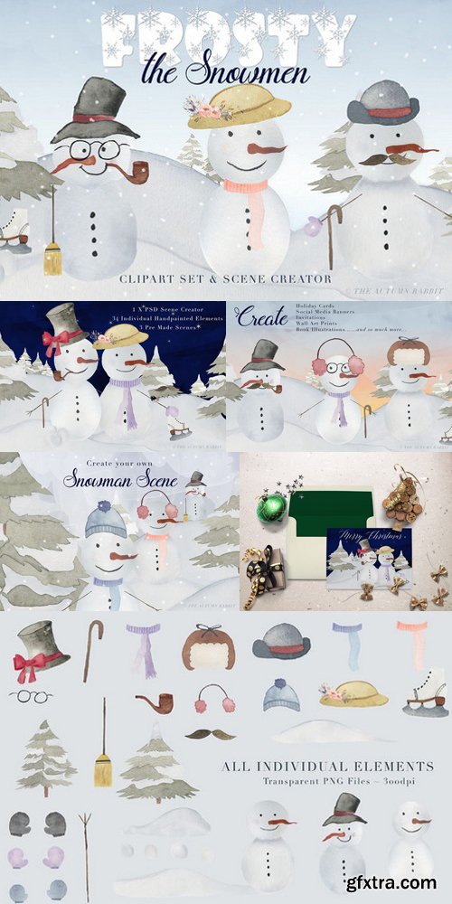 Snowman Scene Creator & Clipart