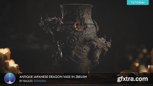 Antique Japanese Dragon Vase in Zbrush by Balazs Domjan