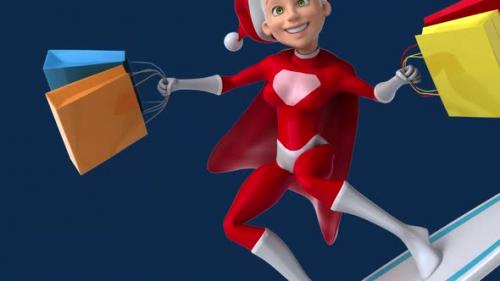 Videohive - Fun 3D cartoon super Santa Claus with alpha channel included - 40722205 - 40722205