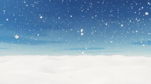 Videohive - White spacious landscape with snow covered plain at snowfall - 40723327 - 40723327