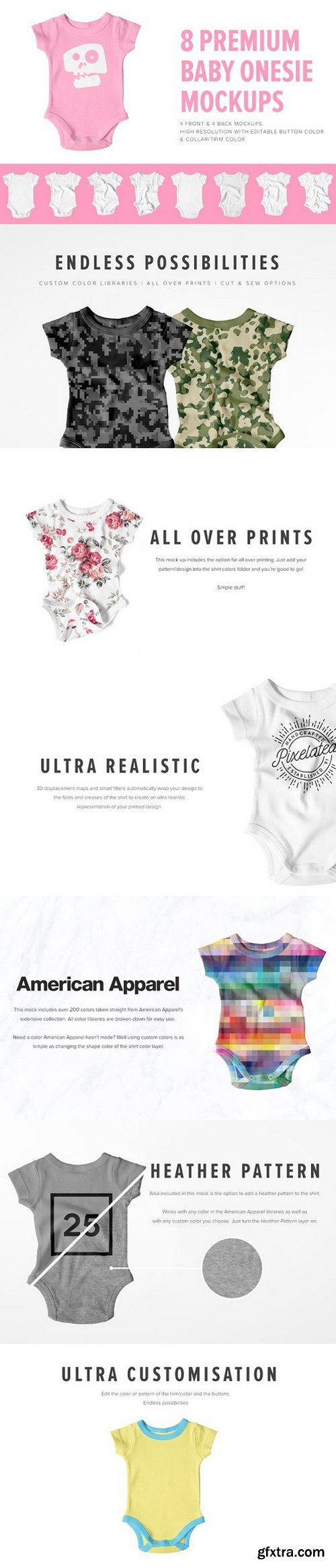 8 Premium Baby Shirt Onesie Mockups