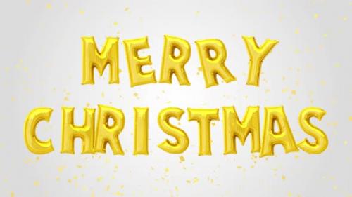 Videohive - Happy New Year Merry Christmas Golden Foil Balloons Text Decoration Glitter Confetti on Trendy - 40209685 - 40209685