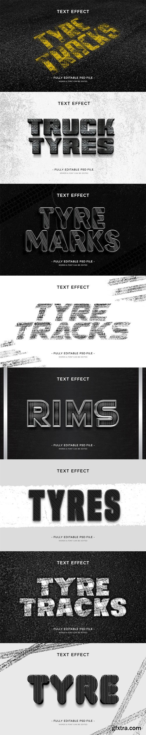 Tyres Text Effects Collection for Photoshop