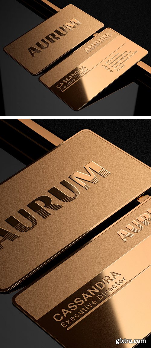 Luxury Metal Gold Business Card PSD Mockup Template