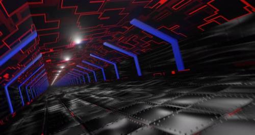 Videohive - VJ loop of a futuristic tunnel. Dark tunnel interior with changing texture. 3d render. - 40729043 - 40729043