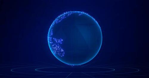 Videohive - Animation of the rotation of a hologram of the globe. - 40729045 - 40729045