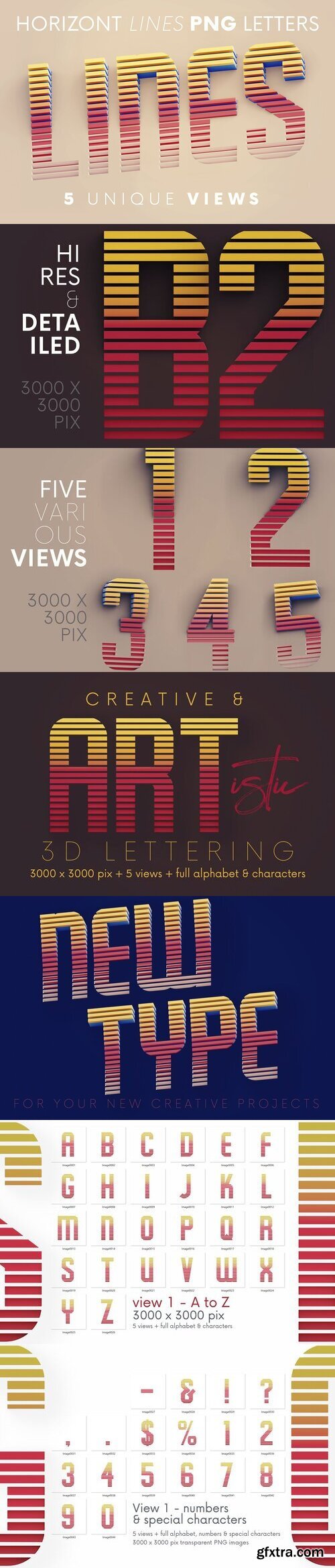 Creativemarket - Horizontal Lines - 3D Lettering 6096945