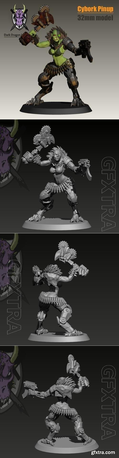 Miniatura Cybork Pinup (Orco, Warhammer, 40k, Mini, DnD) 3D Print