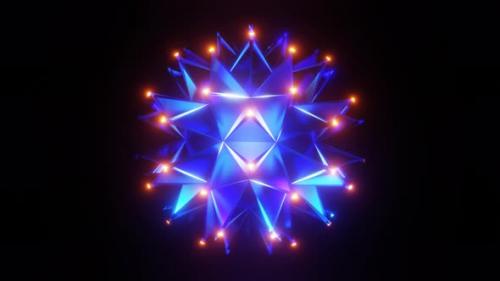 Videohive - 3D Loop Animation of the Rotating Polygonal Prism with Glow Luminous Vertices - 40788873 - 40788873