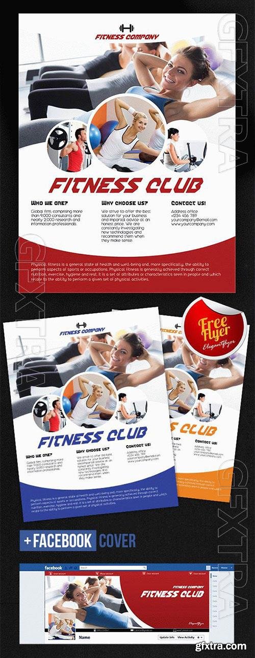 Grid Photo Fitness Club Flyer and Facebook Cover Template PSD