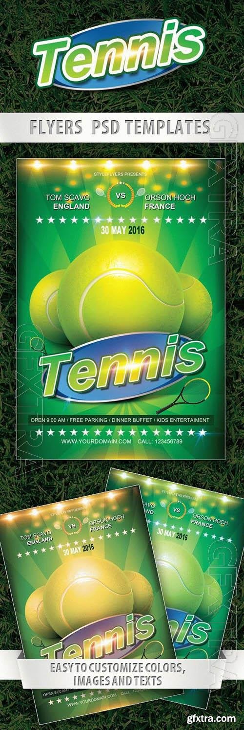 Green Glitter Tennis Game Flyer Template PSD