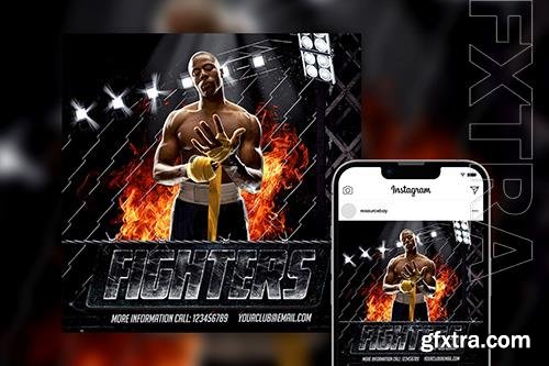 Flame Rusted UFC Fight Night Instagram Post Template PSD