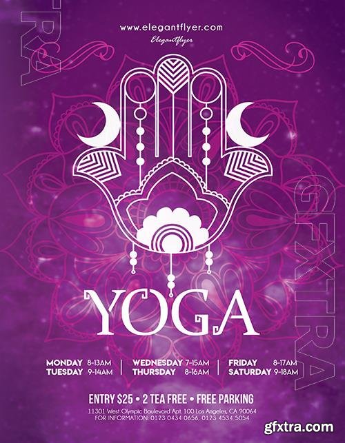 Creative Pattern Yoga Flyer Template and Facebook Cover PSD