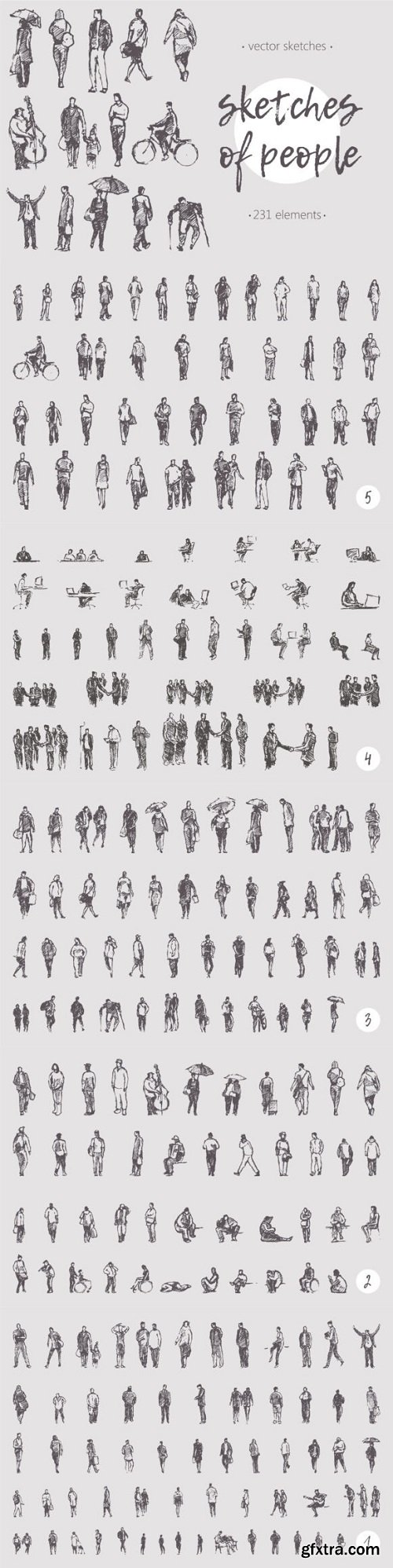 Big Collection of Sketches of People