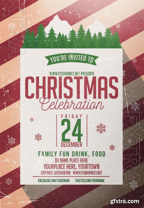 Christmas celebration party flyer psd