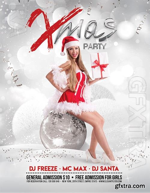 Glitter White Xmas Party Flyer and Facebook Cover Template