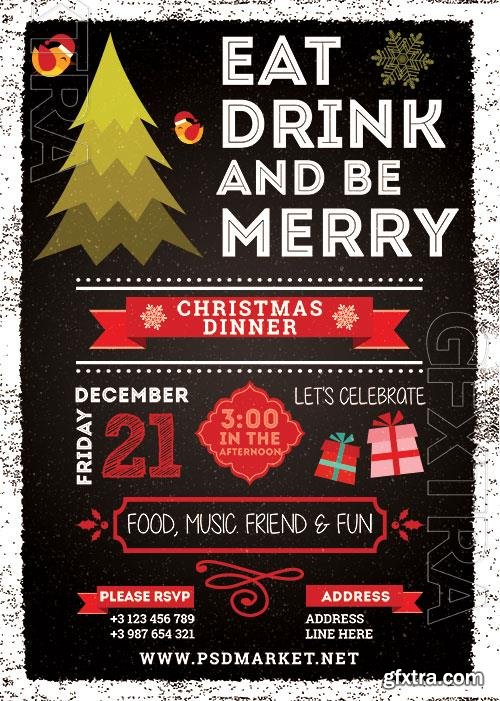 Christmas dinner a5 flyer psd