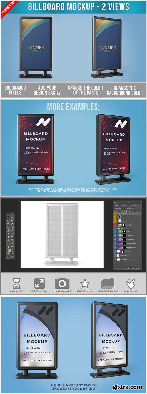 Billboard Advertising Display Stand Mockup PSD HLG9HUX