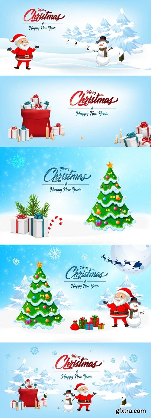 Christmas poster design with santa claus and snowman