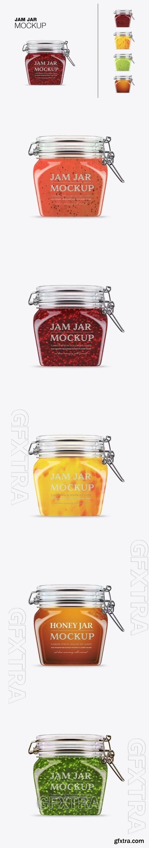 Set Jams Jar and Honey Mockup D6P7XQL