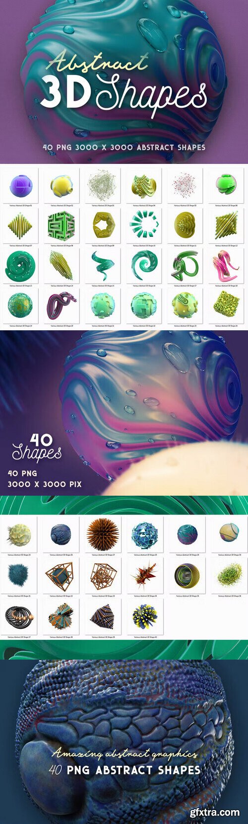 CreativeMarket - 40 Abstract 3D Shapes 4596507