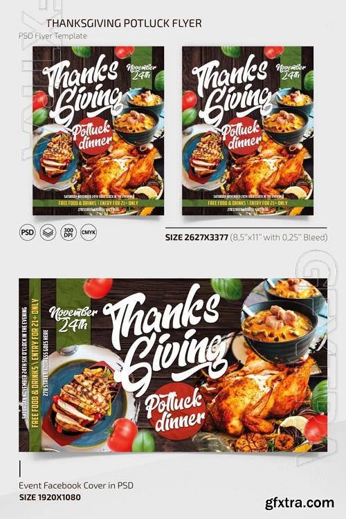 THANKSGIVING POTLUCK FLYER TEMPLATE + INSTAGRAM POST (PSD)