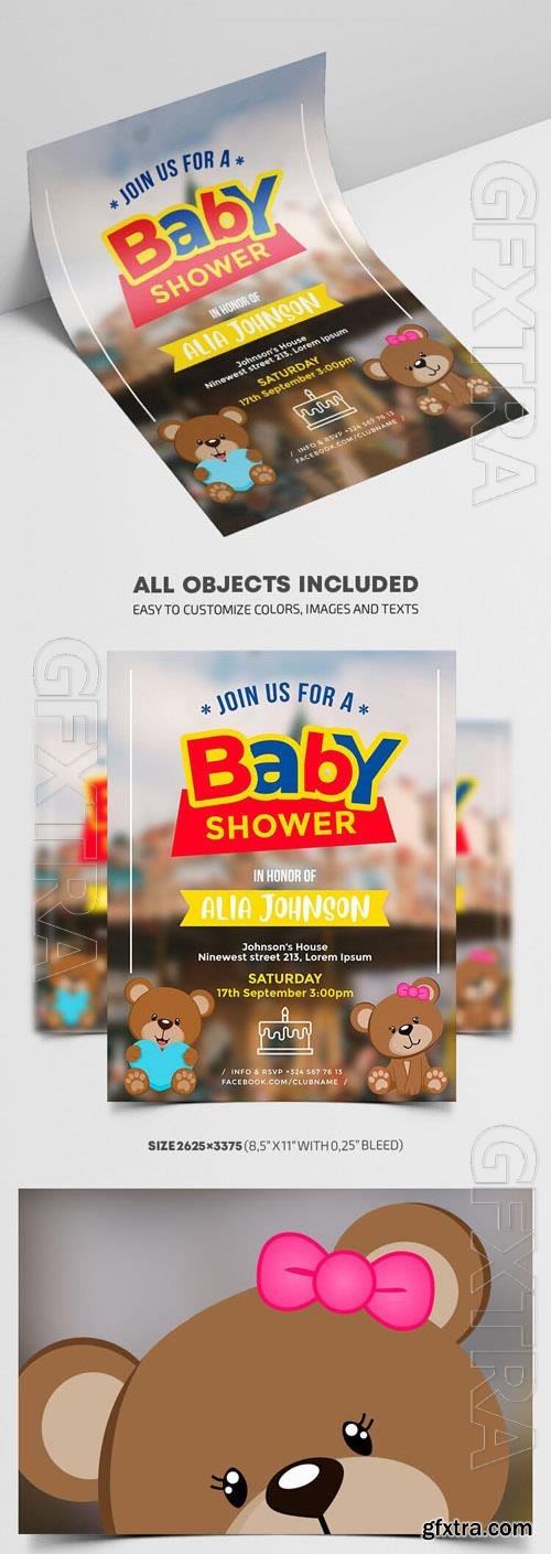 Modern Border Baby Shower Flyer Template