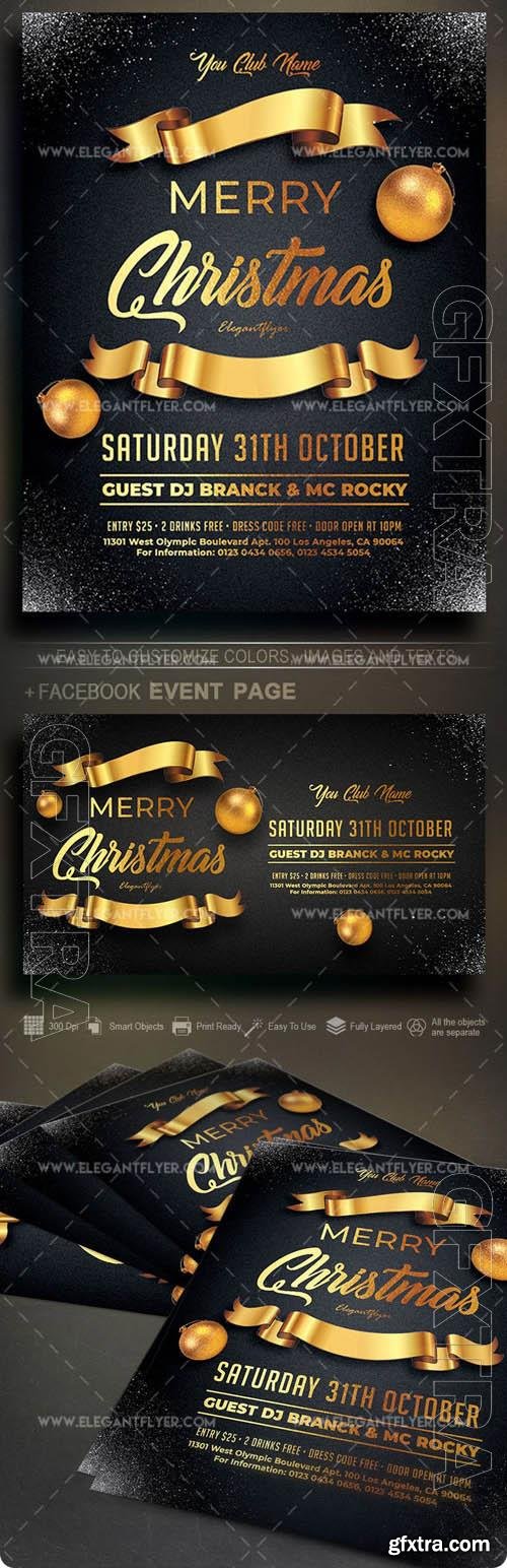 Bold Elegant Golden Merry Christmas Flyer Template