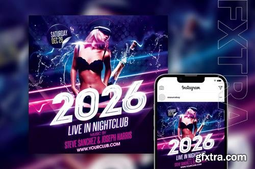 Futuristic Splash New Year's Eve Party Instagram Post Template