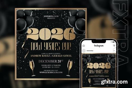 Elegant Glittery New Year's Eve Party Instagram Post Template